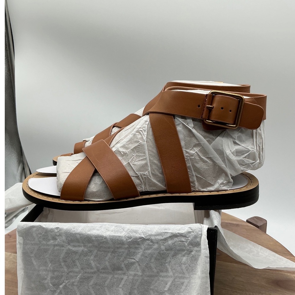 Marc Fisher LTD Lollie Tan Brown Leather Gladiator Toe Loop Sandals Womens 7M - Picture 6 of 9